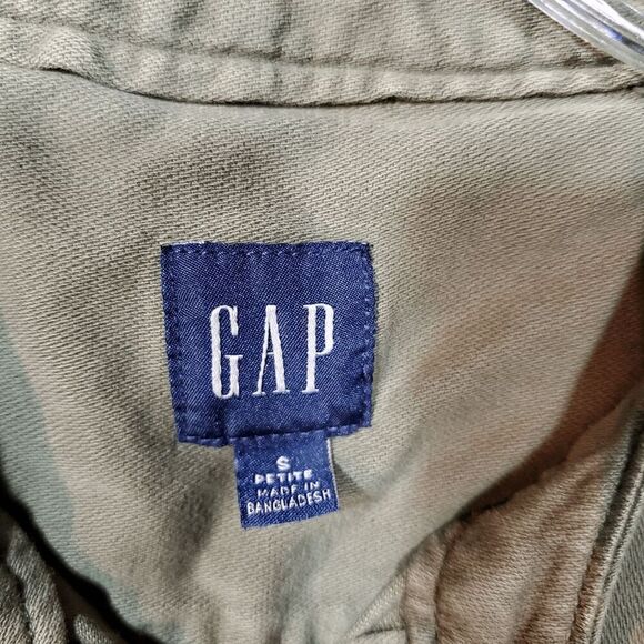 Gap Dress Womens Small Petite Green Utility Popover Henley Neck Button Front - Picture 2 of 9